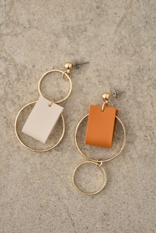 BICOLOR FAUX LEATHER EARRINGS/バイカラーフェイクレザーピアス