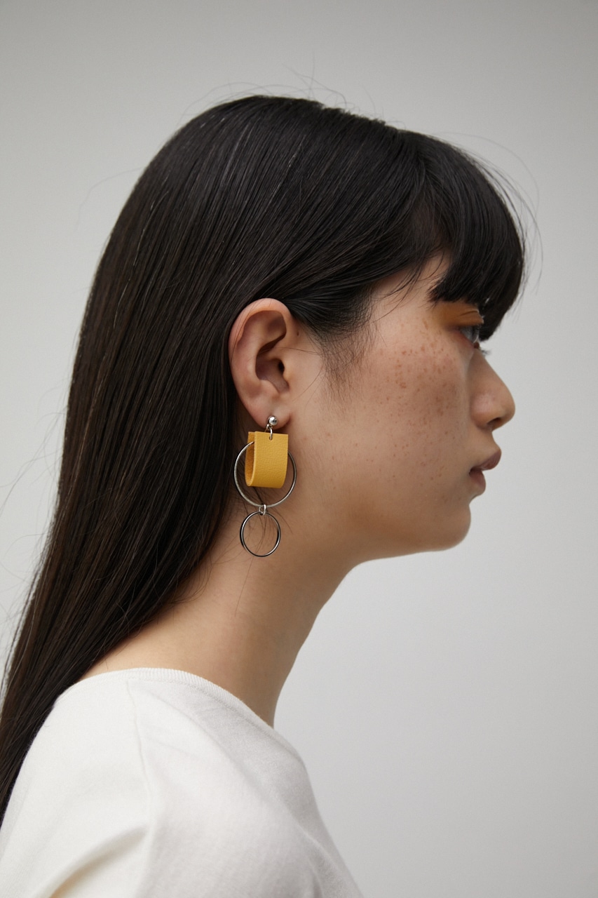 BICOLOR FAUX LEATHER EARRINGS/バイカラーフェイクレザーピアス 詳細画像 L/YEL 6
