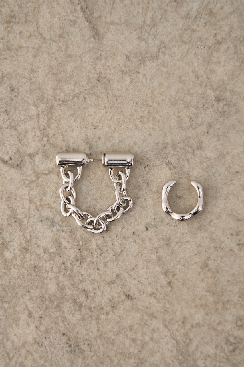 EAR CUFF SET CHAIN EARRINGS/イヤーカフセットチェーンピアス｜AZUL