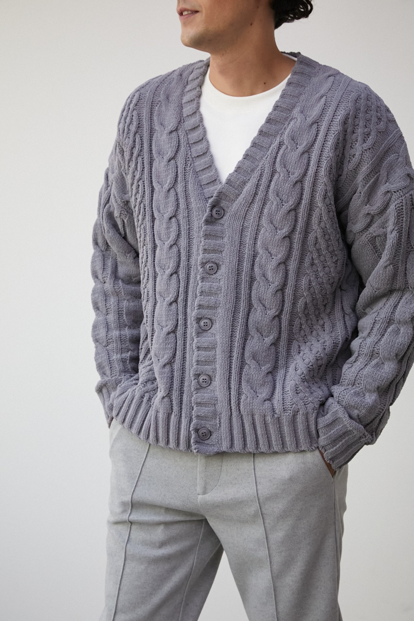 CHENILLE CABLE CARDIGAN/シェニールケーブルカーディガン 詳細画像 GRY 1