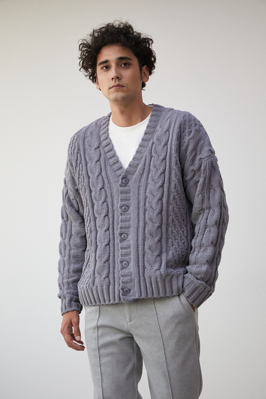 CHENILLE CABLE CARDIGAN/シェニールケーブルカーディガン 詳細画像 GRY 3