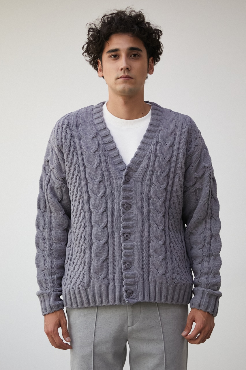 CHENILLE CABLE CARDIGAN/シェニールケーブルカーディガン 詳細画像 GRY 5