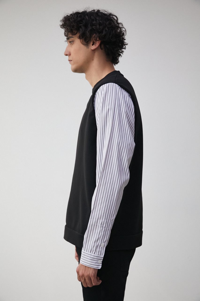 SHIRT LAYERED KNIT TOPS/シャツレイヤードニットトップス 詳細画像 柄BLK 6