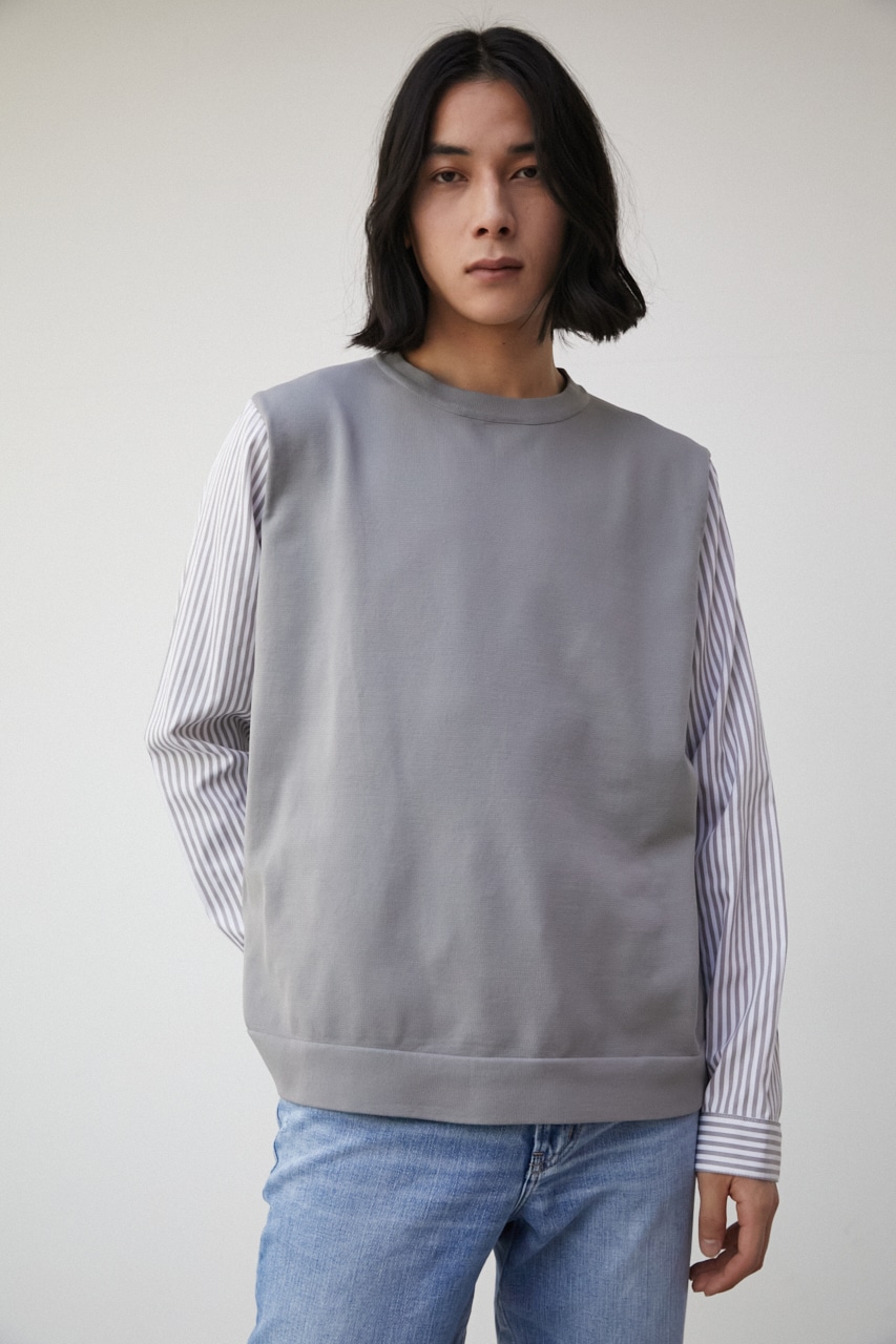 SHIRT LAYERED KNIT TOPS/シャツレイヤードニットトップス 詳細画像 柄GRY 3