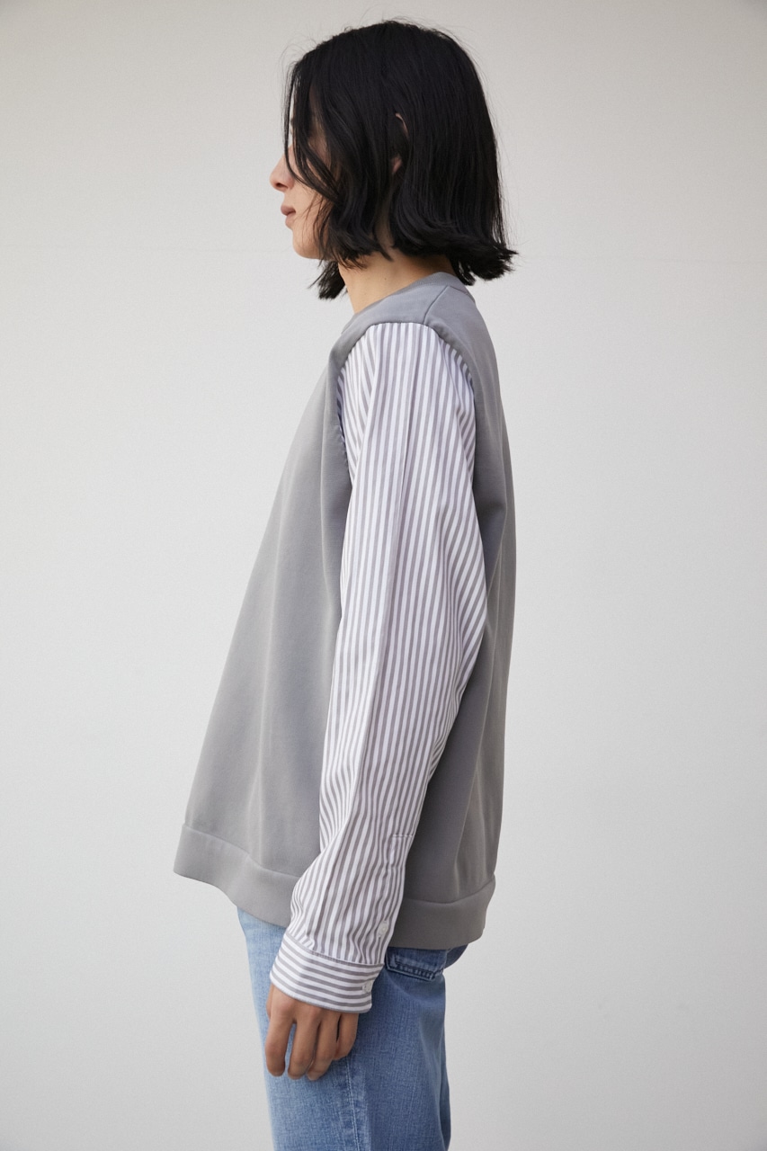 SHIRT LAYERED KNIT TOPS/シャツレイヤードニットトップス 詳細画像 柄GRY 6