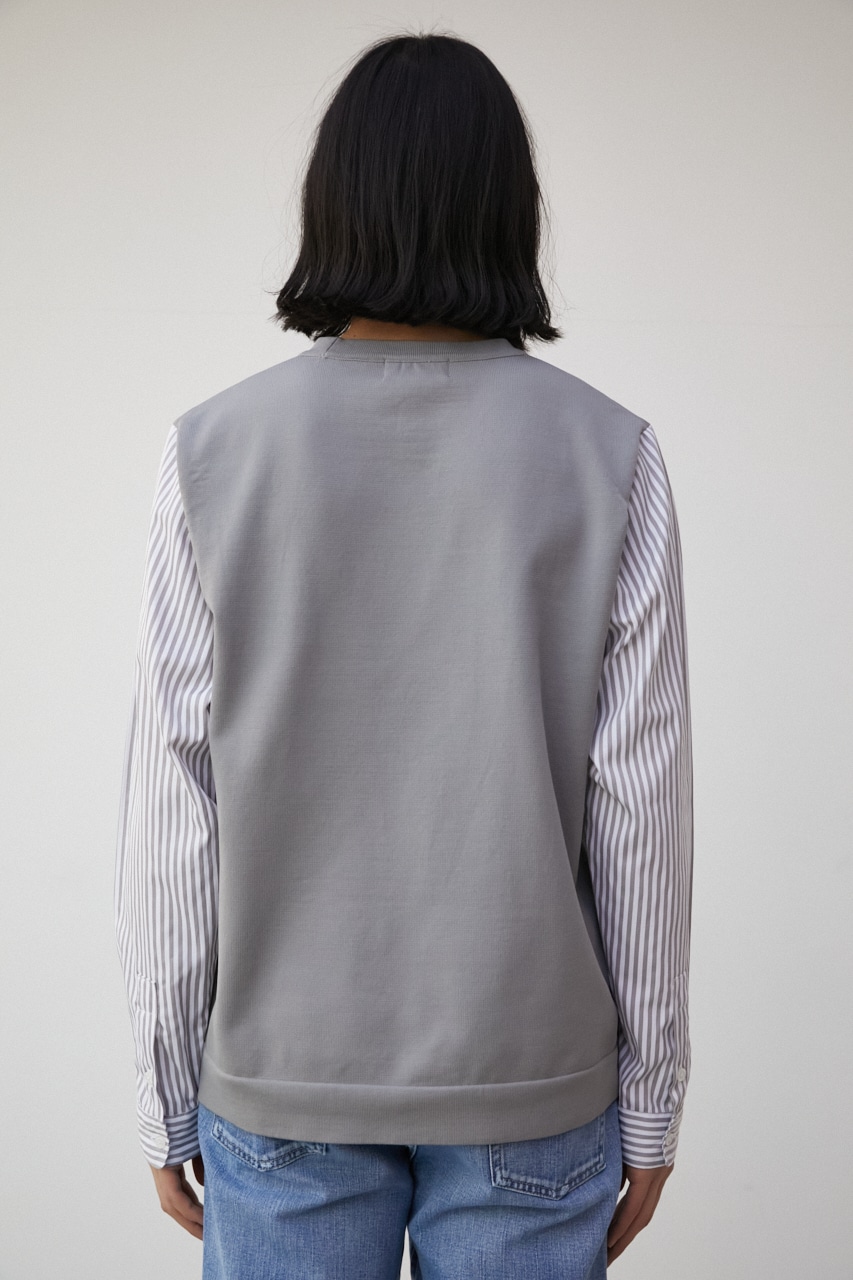 SHIRT LAYERED KNIT TOPS/シャツレイヤードニットトップス 詳細画像 柄GRY 7