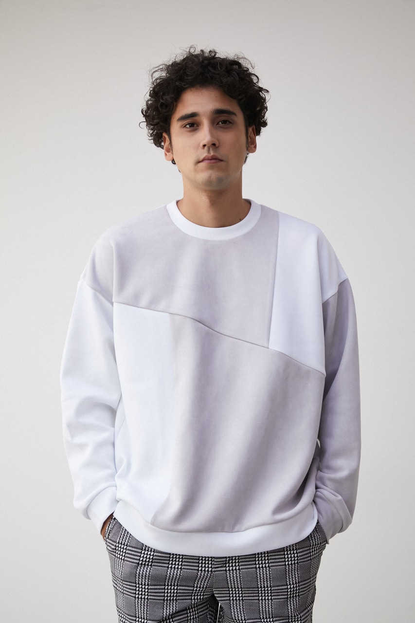 FAUX SUEDE SWITCHING PULLOVER/フェイクスエードスウィッチングプルオーバー 詳細画像 柄WHT 3