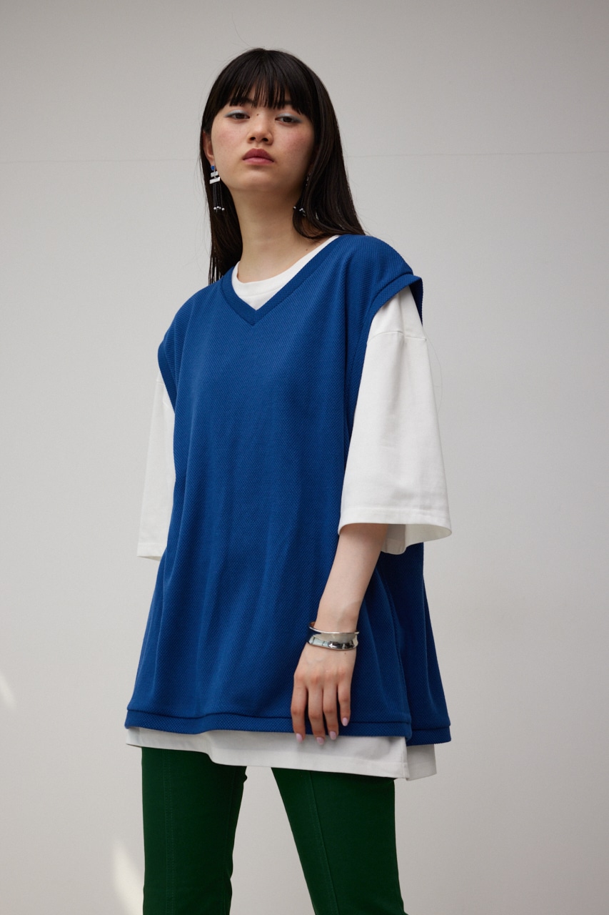 V-NECK VEST SET TEE/VネックベストセットTシャツ 詳細画像 BLU 1