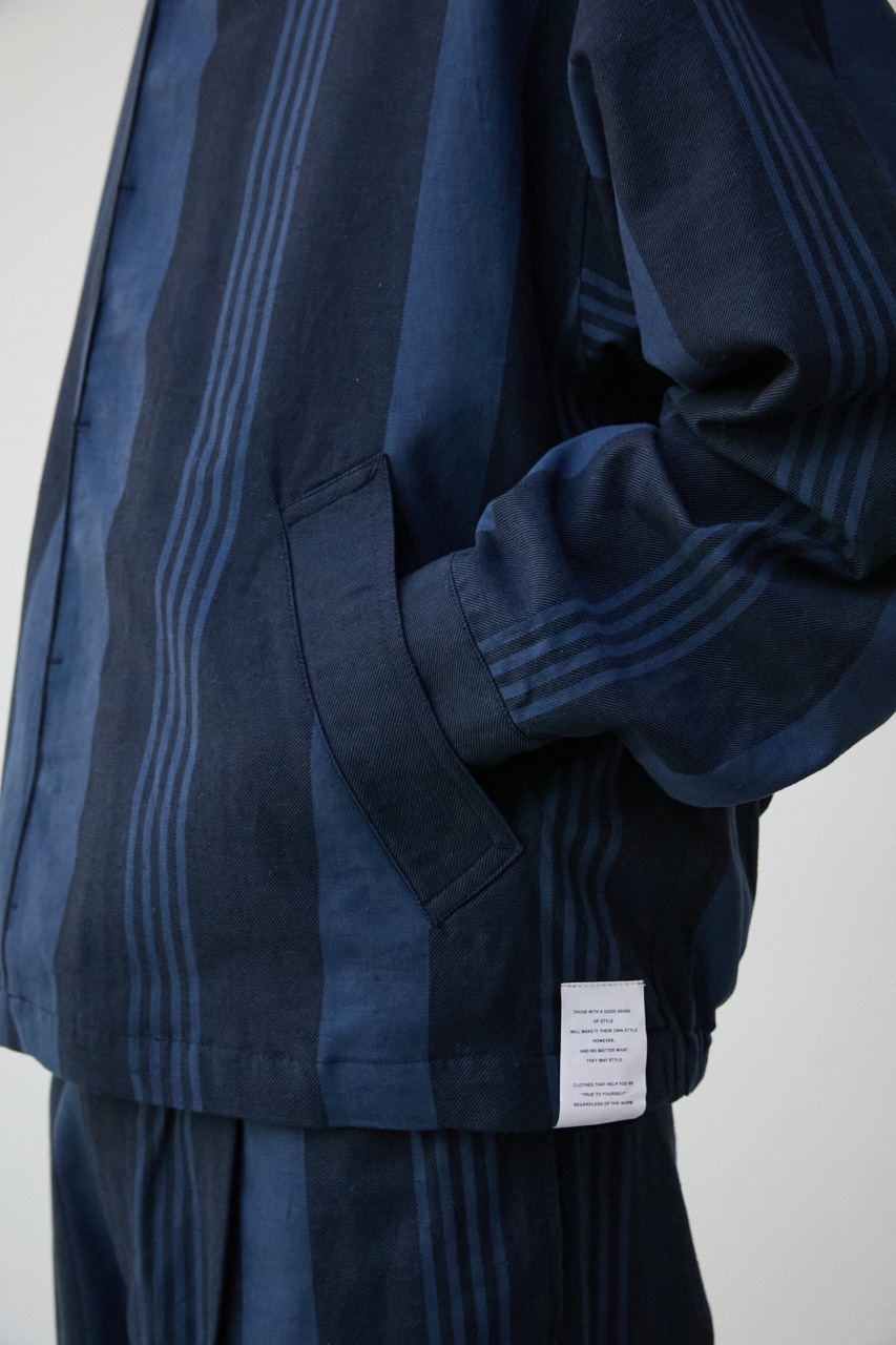 【PLUS】 STRIPE EASY JACKET/ストライプイージージャケット 詳細画像 柄NVY 15