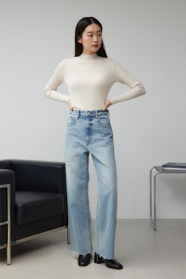 AZUL DENIMハイウエストワイドダメージデニム 詳細画像