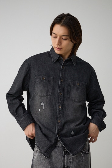 【10月14日(月)23:59まで期間限定価格】AZUL DENIM ダメージシャツ 詳細画像