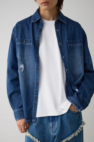 【10月14日(月)23:59まで期間限定価格】AZUL DENIM ダメージシャツ