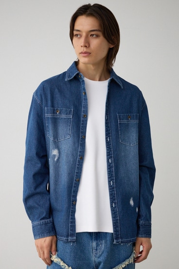 【10月14日(月)23:59まで期間限定価格】AZUL DENIM ダメージシャツ 詳細画像