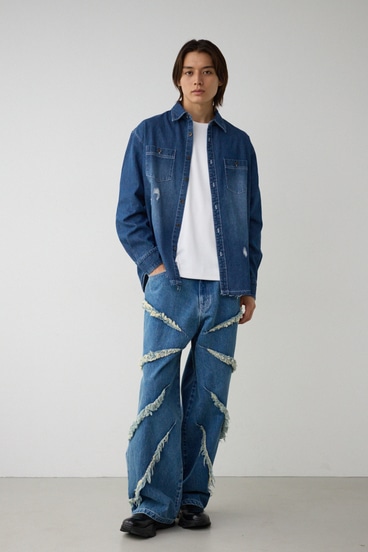 【10月14日(月)23:59まで期間限定価格】AZUL DENIM ダメージシャツ 詳細画像