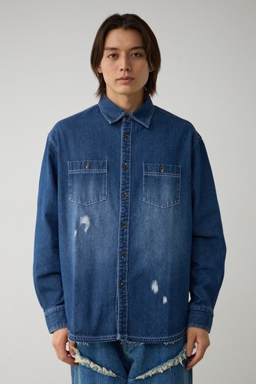 【10月14日(月)23:59まで期間限定価格】AZUL DENIM ダメージシャツ 詳細画像