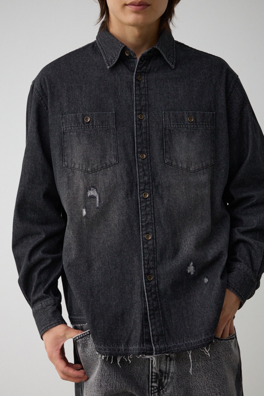 【10月14日(月)23:59まで期間限定価格】AZUL DENIM ダメージシャツ 詳細画像 BLK 1