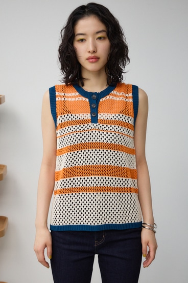 マルチボーダーメッシュニット 詳細画像