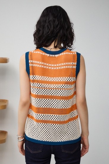 マルチボーダーメッシュニット 詳細画像