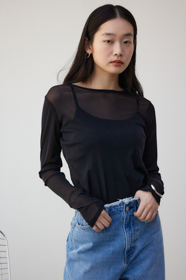 バックスリットシアーロングトップス 詳細画像