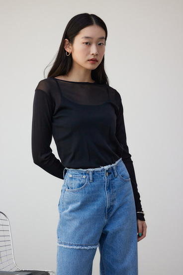 バックスリットシアーロングトップス 詳細画像