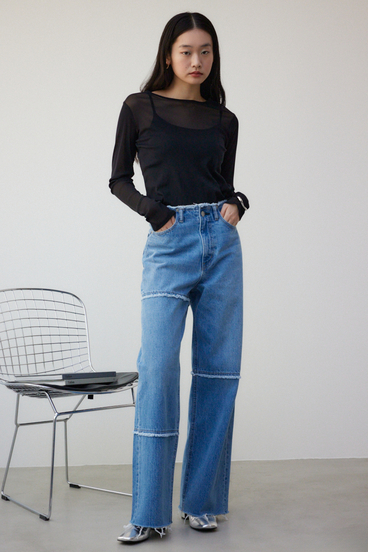 バックスリットシアーロングトップス 詳細画像