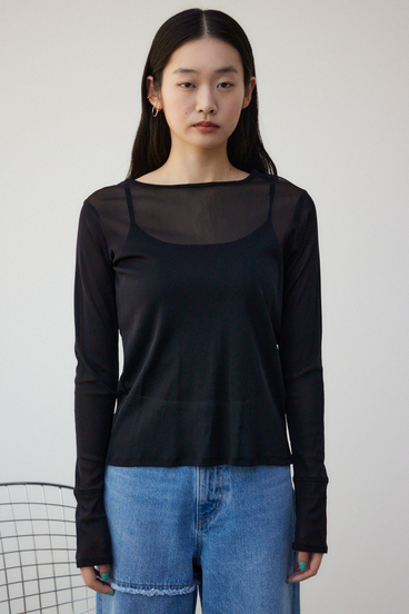 バックスリットシアーロングトップス 詳細画像