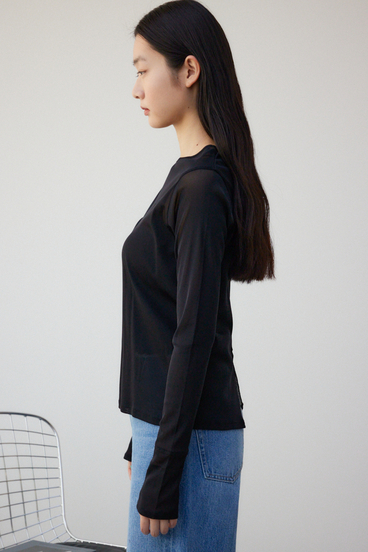 バックスリットシアーロングトップス 詳細画像