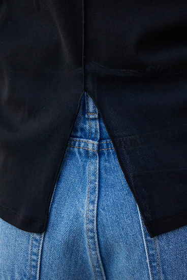 バックスリットシアーロングトップス 詳細画像