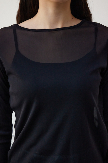 バックスリットシアーロングトップス 詳細画像