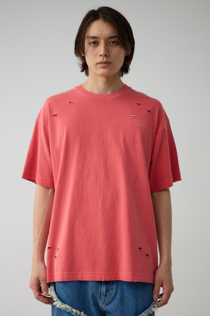 ピグメントダメージTシャツ 詳細画像 RED 5