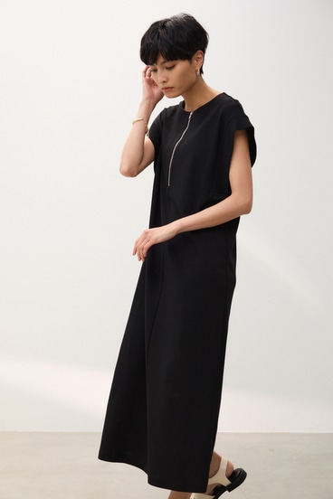 【crie conforto】リブスリーブフロントジップワンピース 詳細画像