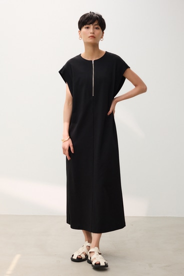 【crie conforto】リブスリーブフロントジップワンピース 詳細画像