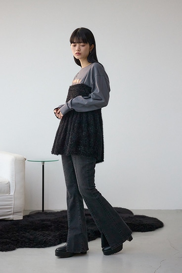 AZUL DENIM センターステッチスリットフレアデニム 詳細画像