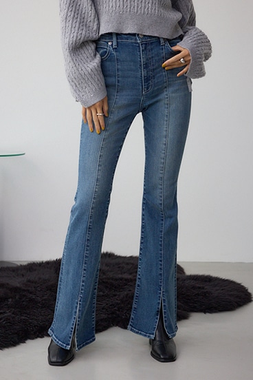 AZUL DENIM センターステッチスリットフレアデニム
