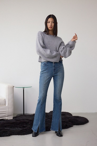 AZUL DENIM センターステッチスリットフレアデニム 詳細画像