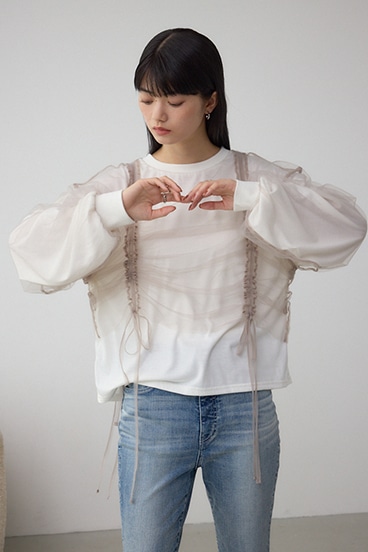 チュールレイヤードトップス 詳細画像