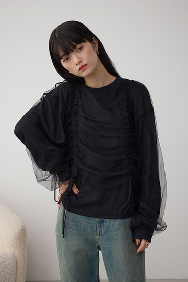 チュールレイヤードトップス 詳細画像
