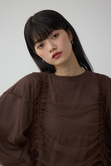 チュールレイヤードトップス 詳細画像