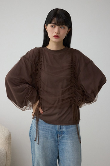 チュールレイヤードトップス 詳細画像