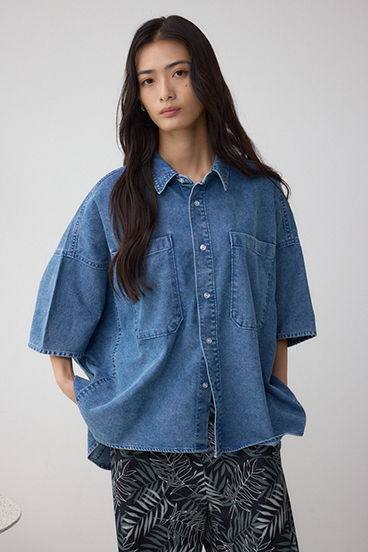 C/T冷感デニムドルマンシャツ 詳細画像