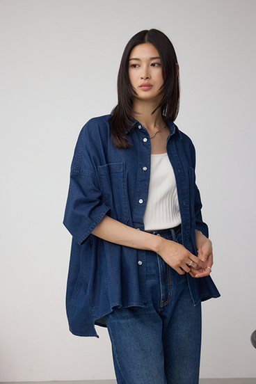 C/T冷感デニムドルマンシャツ 詳細画像