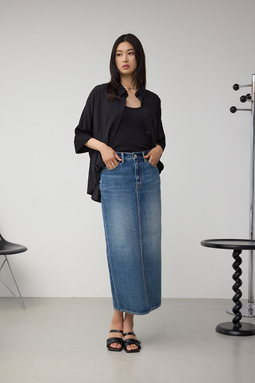 C/T冷感サイドゴムデニムスカート 詳細画像