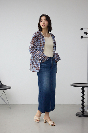 C/T冷感サイドゴムデニムスカート 詳細画像