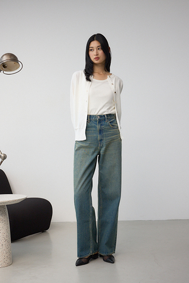 【WEB限定】AZUL DENIM ハイウエストワイドロング丈 詳細画像