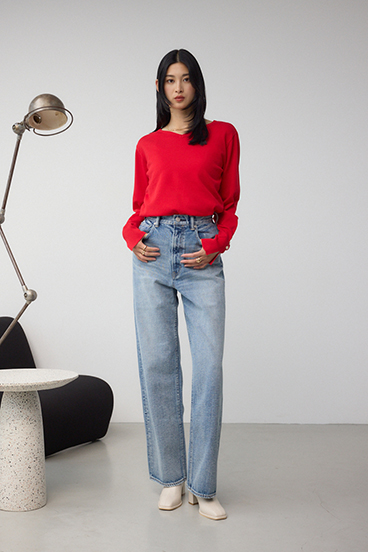 【WEB限定】AZUL DENIM ハイウエストワイドロング丈 詳細画像