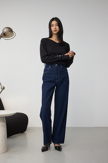 【WEB限定】AZUL DENIM ハイウエストワイドロング丈 詳細画像