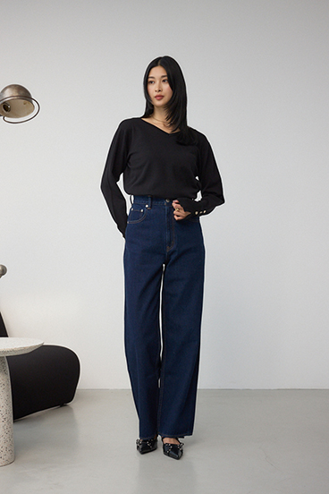 【WEB限定】AZUL DENIM ハイウエストワイドロング丈 詳細画像