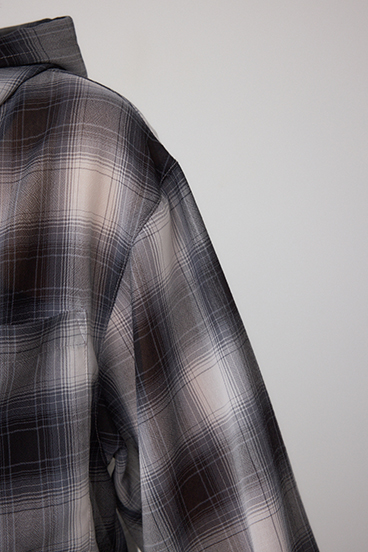 シアーチェックフードシャツ 詳細画像