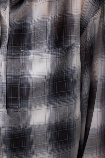 シアーチェックフードシャツ 詳細画像