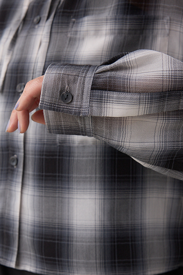 シアーチェックフードシャツ 詳細画像